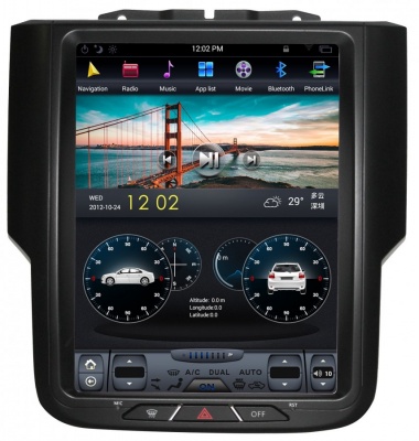 Штатная магнитола для Dodge RAM 2009-2012 - Carmedia ZF-1159-DSP ("Тесла-Стиль") на Android 9.0, 6-ТУРБО ядер, 4ГБ-64ГБ и встроенным DSP