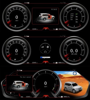 Цифровая панель приборов Mitsubishi Pajero 4 2006-2022 - Carmedia NH-LCD-M1203 с 12.3" ЖК экраном QLED