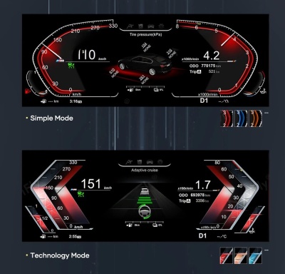 LED приборная панель для БМВ / BMW 3/4 серии F30/F31/F32/F33/F34/F36 2013-2017 NBT EVO RDL-1292