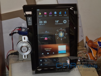 Магнитола для Toyota Tundra XK50 2007-2013, Sequoia XK60 2007-2022 - Carmedia ZF-1818-Q6 вертикальный экран в стиле "Тесла" на Android 11, 8Гб+128Гб, CarPlay, 4G SIM-слот