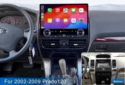 Магнитола андроид для Toyota Land Cruiser Prado 120, Lexus GX470 - Carmedia ZF-3036-GE экран 16.8" на Android 13, 8Гб+128Гб, CarPlay, 4G SIM-слот