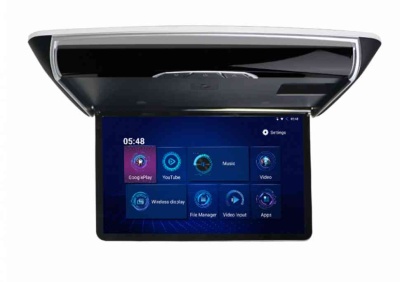 Потолочный монитор андроид моторизованный 17,3", Android 9.0, 3+32Гб, с кабелем USB/TF/HDMI, черный со сменными крышками бежевого и серого цвета 